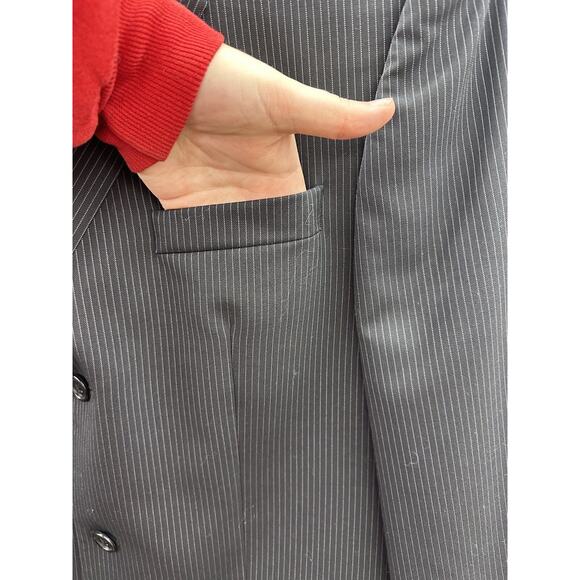 Apt. 9 Mens Suit Coat Size 38R Black Pinstripe Three Button Up Single Breasted - Picture 4 of 15